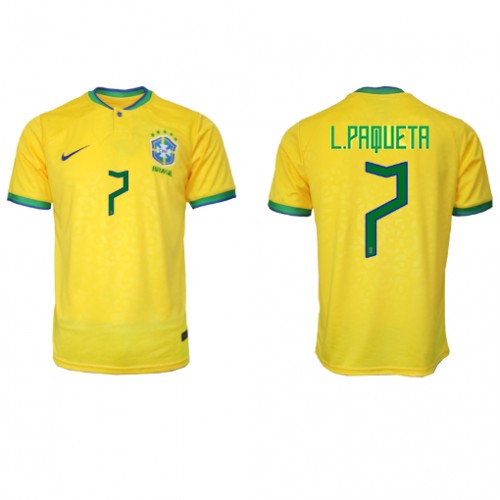 Maillot de foot Brésil Lucas Paqueta #7 Domicile Monde 2022 Manches Courte
